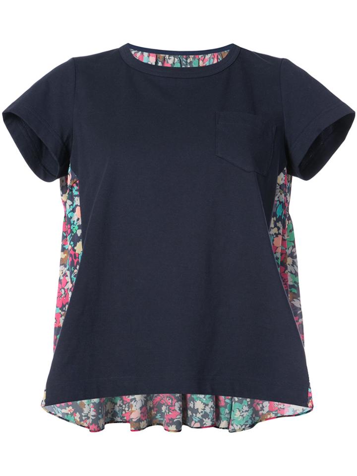 Sacai Floral Black T-shirt - Blue