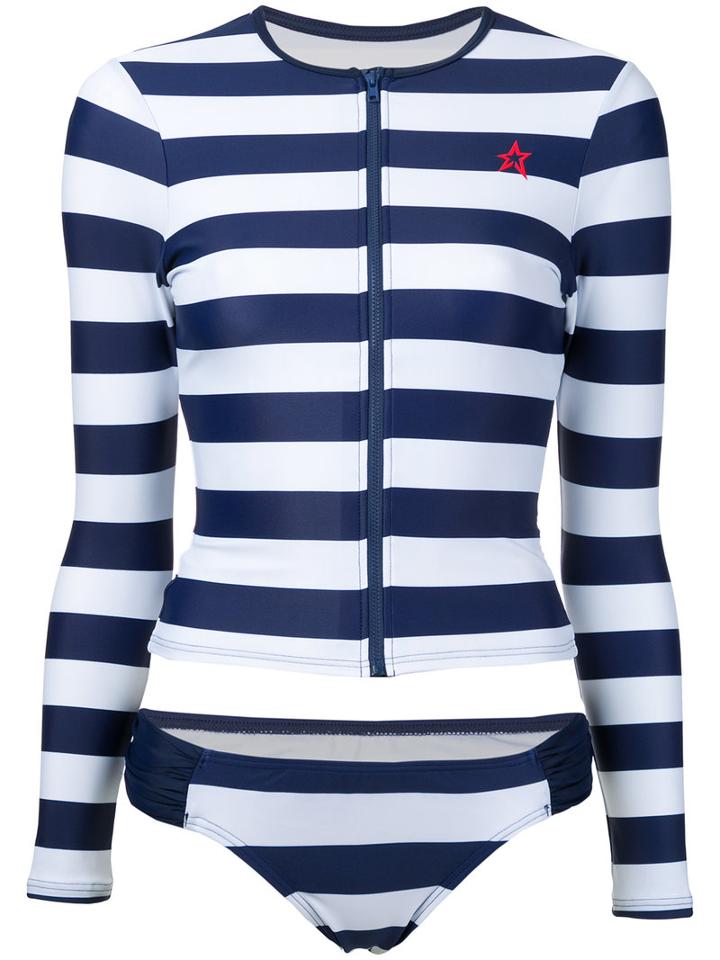 Perfect Moment - Stripe Rash Guard - Women - Polyamide/spandex/elastane - S, Blue, Polyamide/spandex/elastane