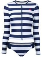 Perfect Moment - Stripe Rash Guard - Women - Polyamide/spandex/elastane - S, Blue, Polyamide/spandex/elastane