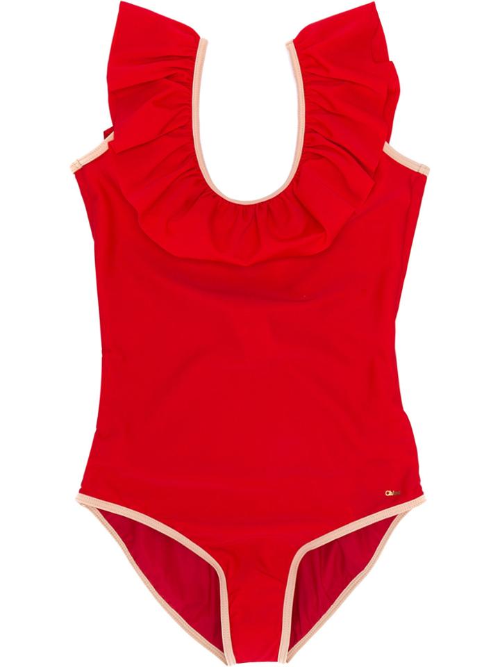 Chloé Kids Ruffled Swimsuit - Red
