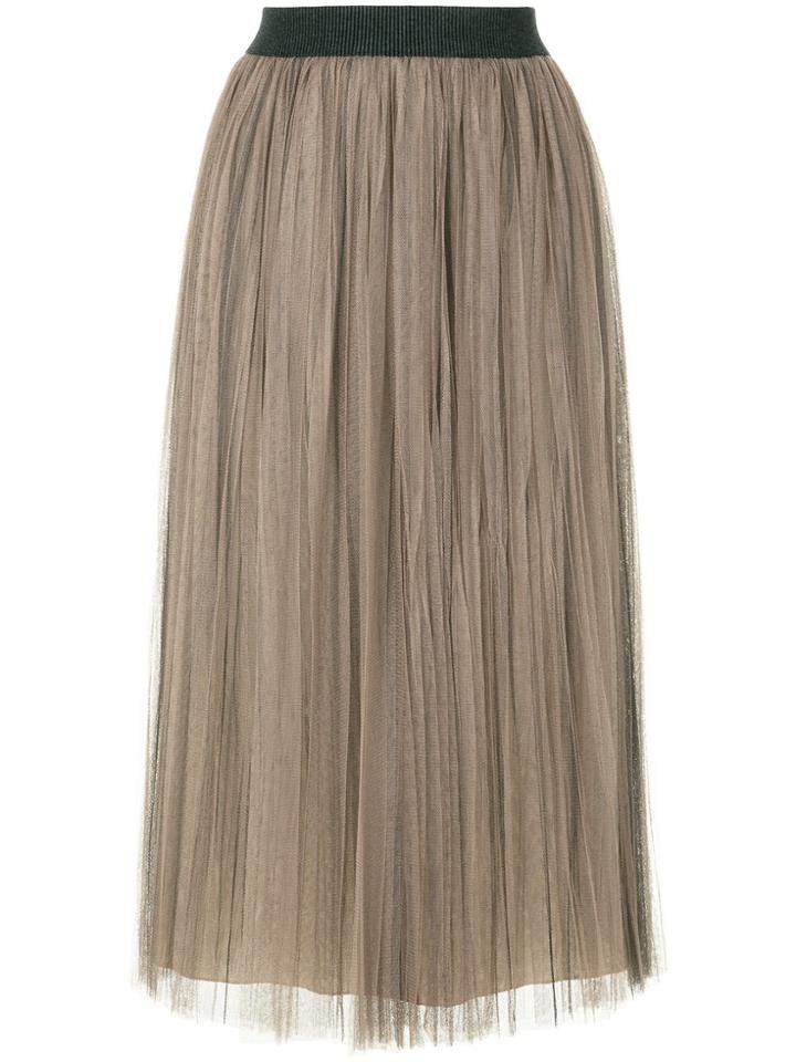 Fabiana Filippi Pleated Tulle Skirt - Brown