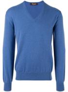 Loro Piana V-neck Jumper, Men's, Size: 56, Blue, Cashmere