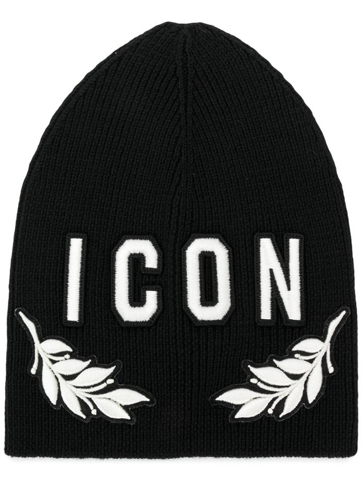 Dsquared2 Icon Laurel Wreath Beanie - Black