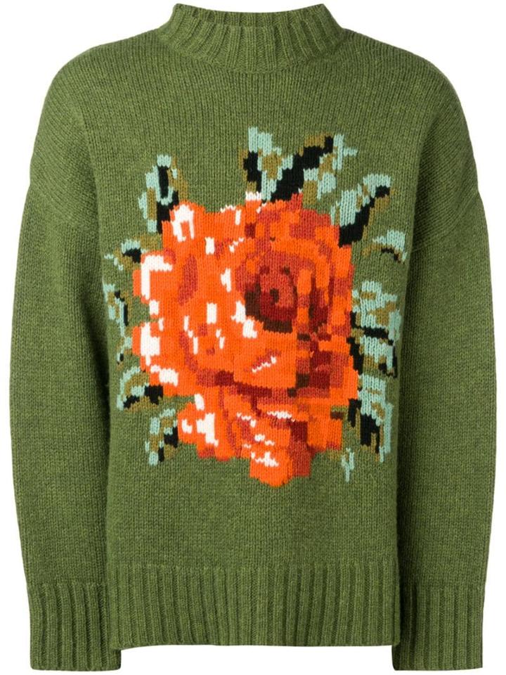 Ami Alexandre Mattiussi Hand-knitted Crewneck Oversize Sweater - Green