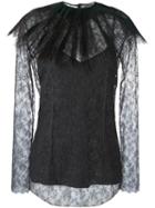 Nina Ricci Removable Collar Lace Blouse, Women's, Size: 42, Grey, Polyamide/viscose/silk