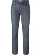 Tory Burch Cropped Tailored Trousers, Women's, Size: 27, Blue, Cotton/other Fibres/spandex/elastane