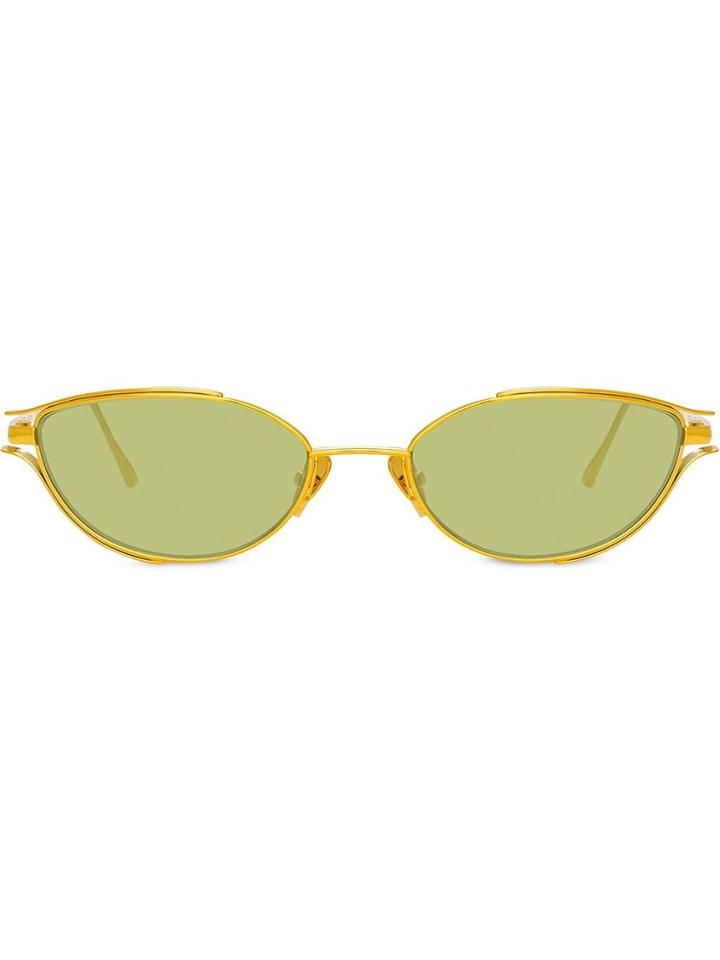 Linda Farrow Slim Cat Eye Sunglasses - Gold