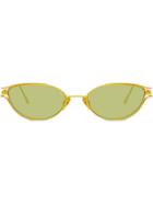 Linda Farrow Slim Cat Eye Sunglasses - Gold