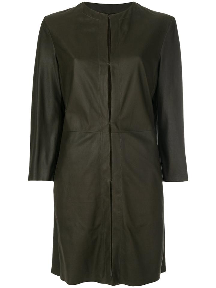 Drome Collarless Long Jacket - Green