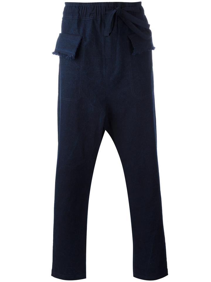 Damir Doma Drop Crotch Trousers, Men's, Size: Large, Blue, Cotton