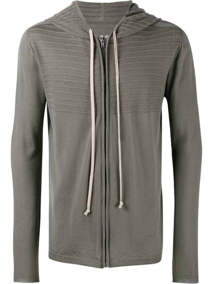 Rick Owens Textured Hoodie, Men's, Size: Xs, Grey, Virgin Wool