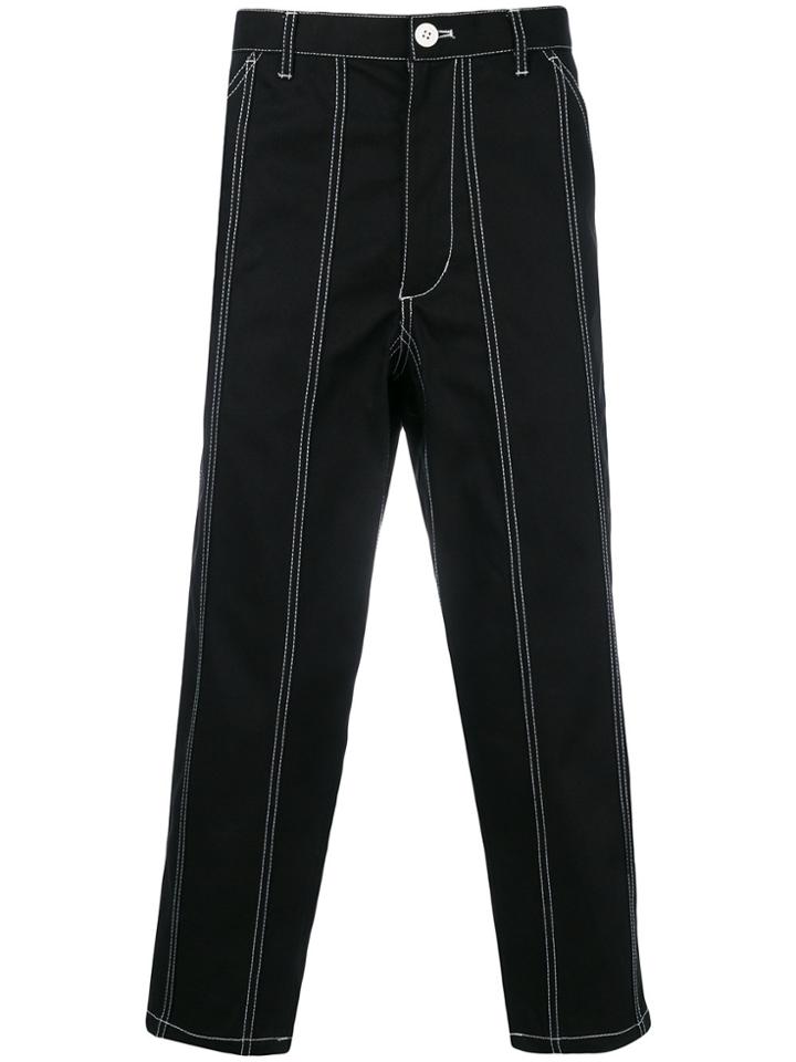 Comme Des Garçons Shirt Striped Cropped Jeans - Black
