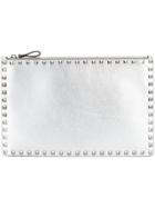 Valentino Laminated Rockstud Clutch - Metallic
