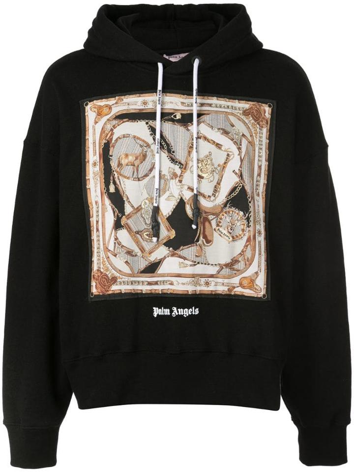 Palm Angels Scarf Print Hoodie - Black