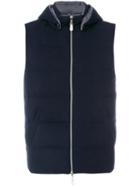 Eleventy - Hooded Gilet - Men - Feather Down/cashmere - Xxl, Blue, Feather Down/cashmere
