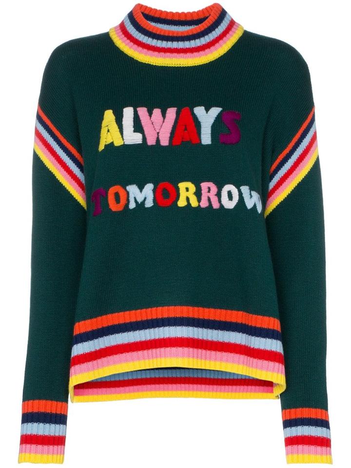 Mira Mikati 'always Tomorrow' Embroidered Chunky Wool Sweater - Green