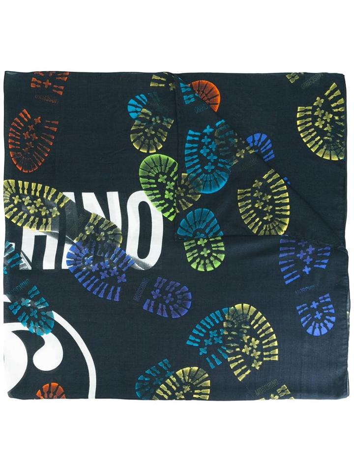 Moschino - Boot Print Scarf - Men - Modal/cashmere - One Size, Black, Modal/cashmere