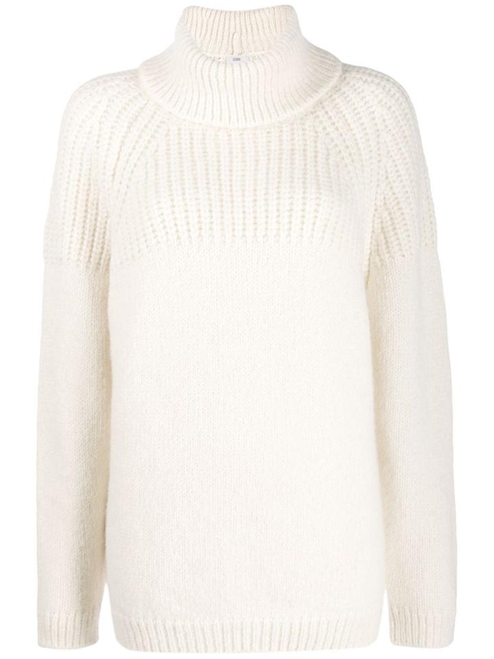 Closed Oversized Roll-neck Jumper - White