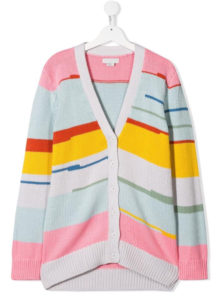 Stella Mccartney Kids Teen Striped Long Sleeve Cardigan - Pink