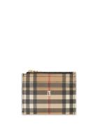 Burberry Vintage Check And Leather Zip Card Case - Neutrals