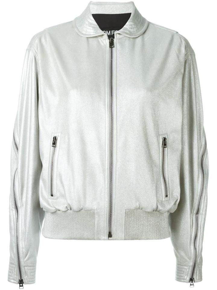 Tom Ford Zipped Sleeve Bomber Jacket - Metallic