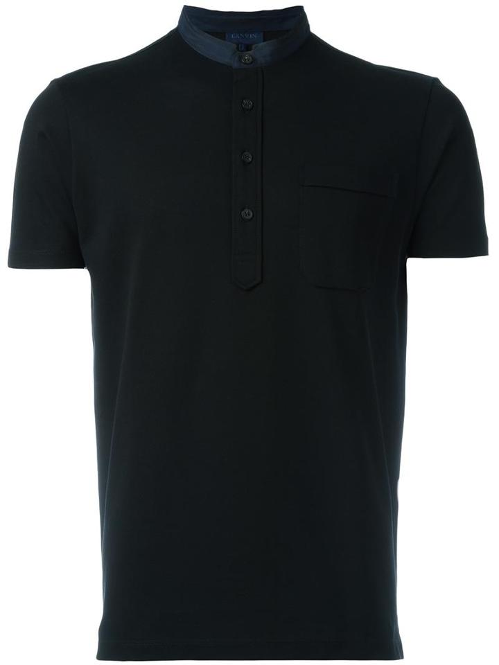 Lanvin Band Collar Polo Collar, Men's, Size: Xl, Black, Cotton