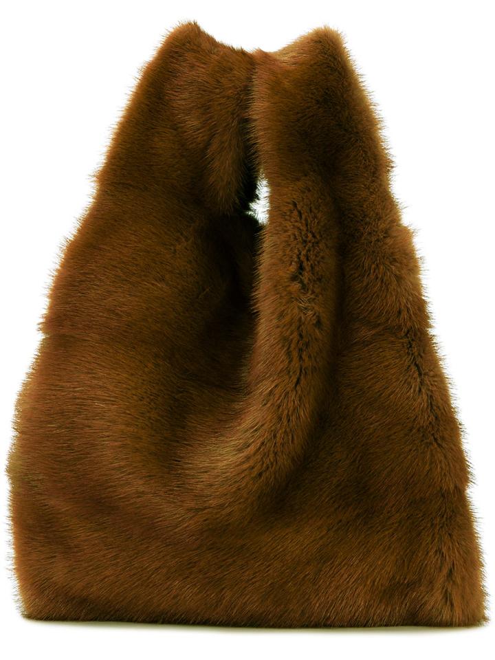 Simonetta Ravizza - Bucket Tote - Women - Silk/mink Fur - One Size, Brown, Silk/mink Fur