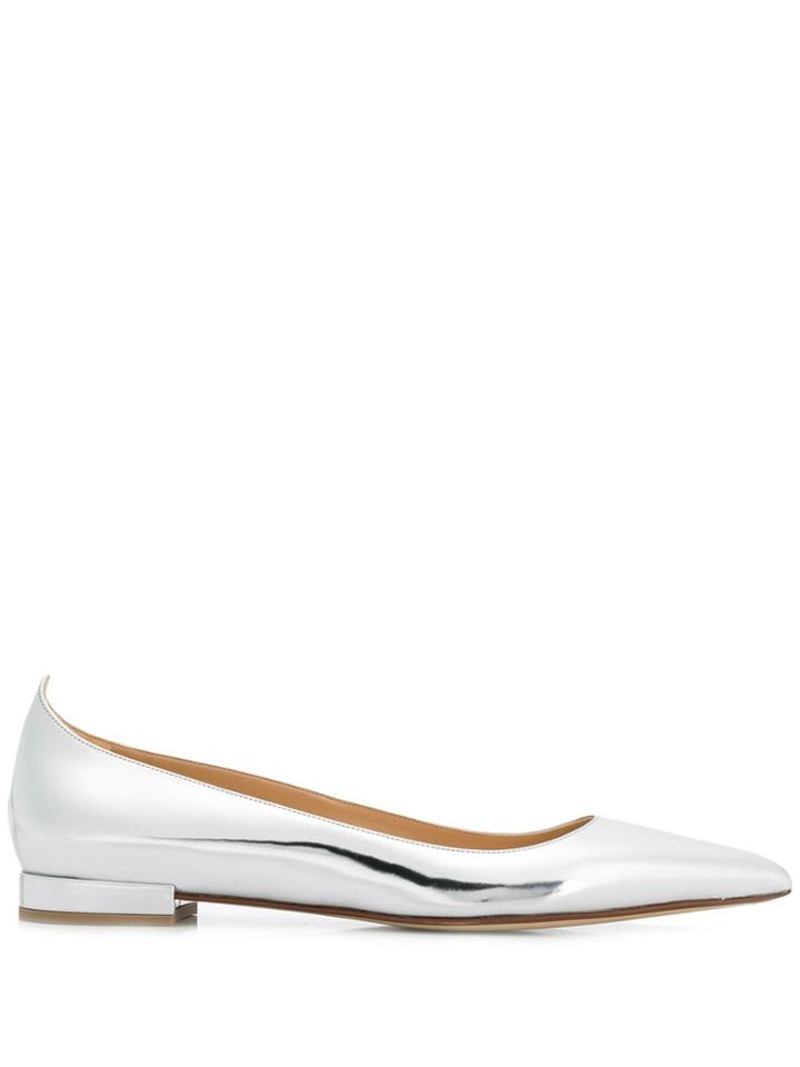 Francesco Russo Flat Pointed Pumps - Metallic
