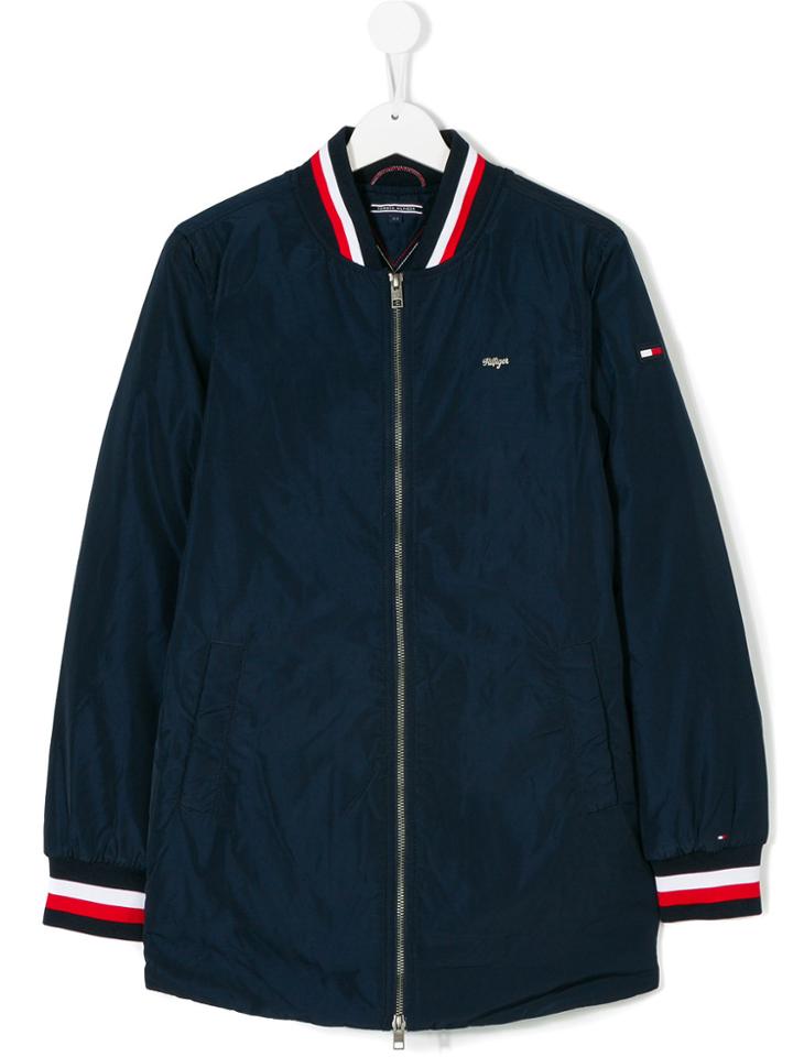 Tommy Hilfiger Junior Striped Trim Bomber Jacket - Blue
