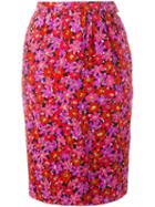 Yves Saint Laurent Vintage Floral Print Pencil Skirt, Women's, Size: 38