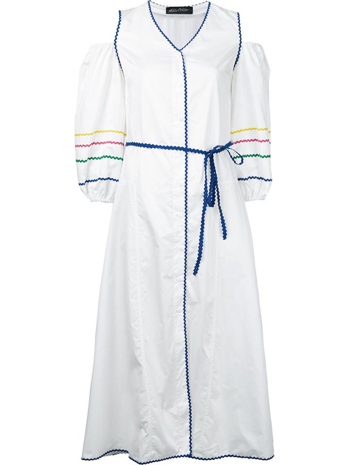 Anna October - V-neck Midi Dress - Women - Cotton - S, White, Cotton