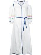 Anna October - V-neck Midi Dress - Women - Cotton - S, White, Cotton
