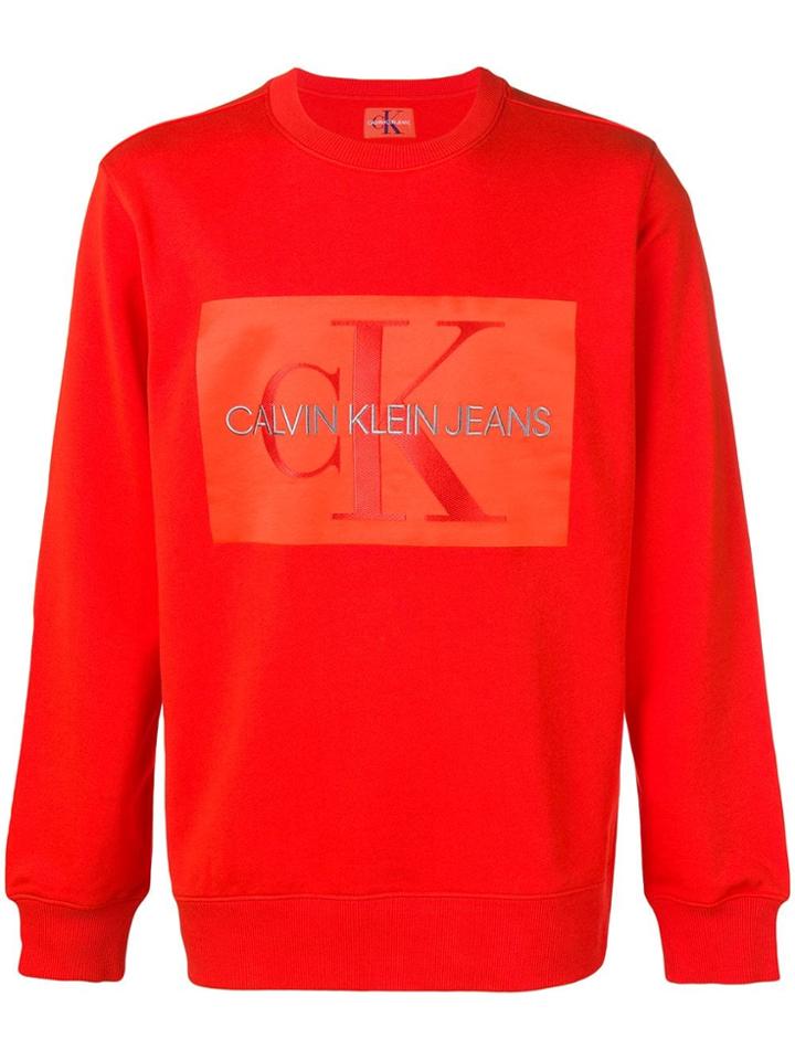 Ck Jeans Embossed Logo Sweatshirt - Red