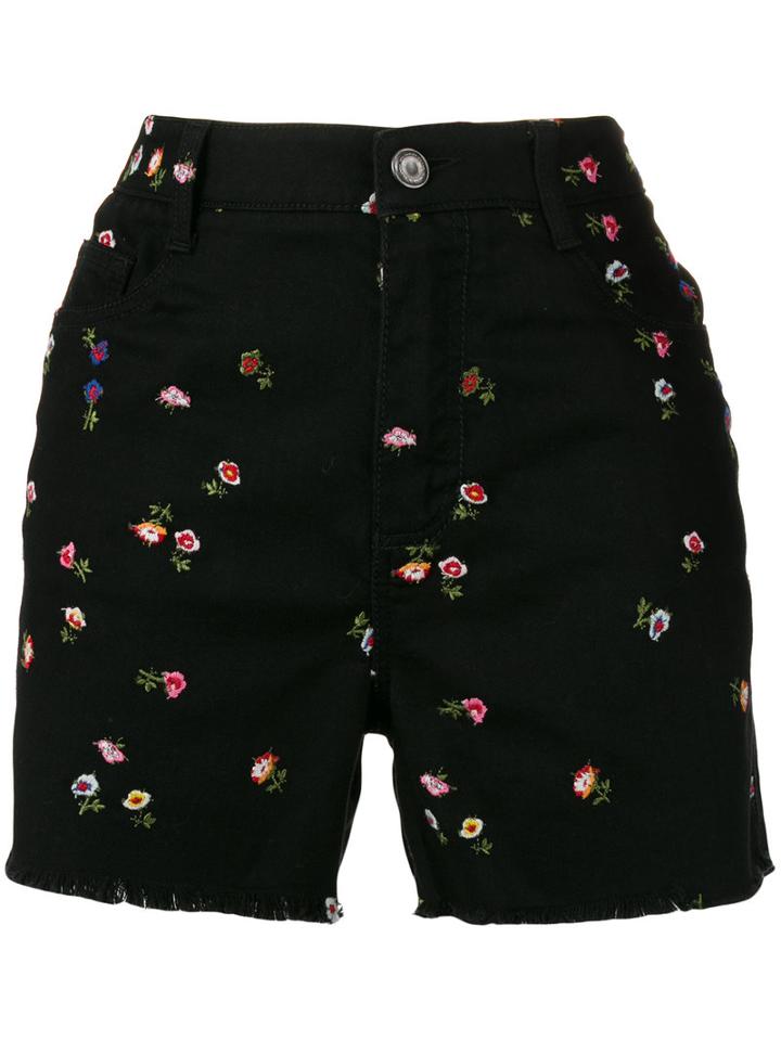 Ermanno Scervino Floral Motif Shorts, Women's, Size: 46, Black, Cotton/elastodiene/polyester