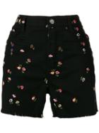 Ermanno Scervino Floral Motif Shorts, Women's, Size: 46, Black, Cotton/elastodiene/polyester