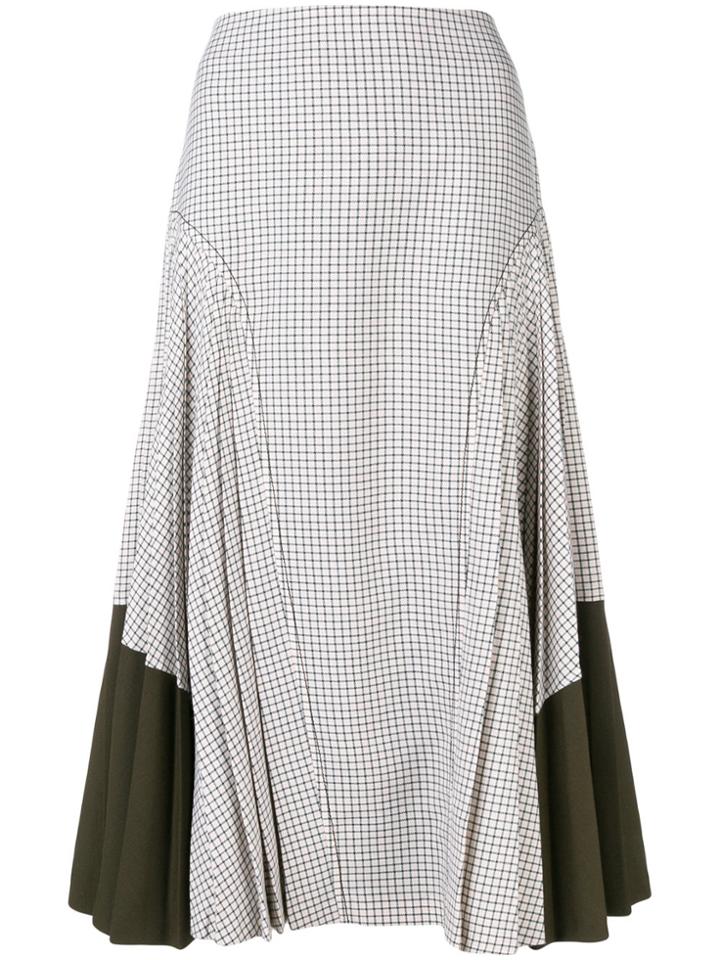 Fendi Check Midi Skirt - White