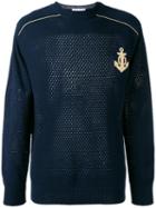 Pierre Balmain - Embroidered Pointelle-knit Sweater - Men - Cotton - 48, Blue, Cotton