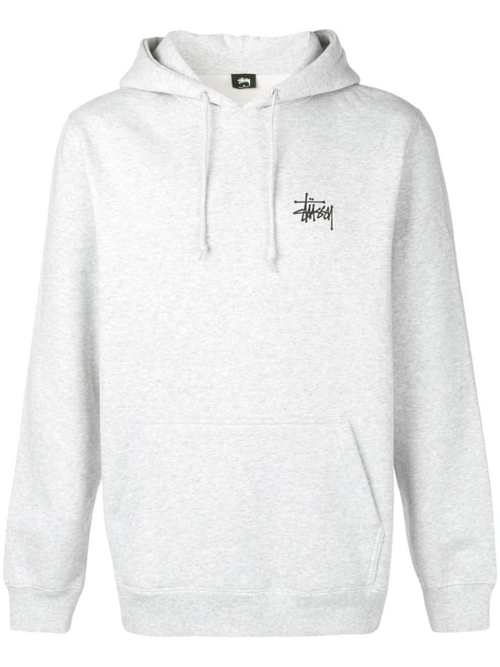 Stussy Graphic Print Hoodie - Grey