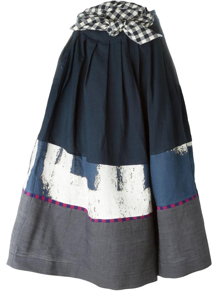Daniela Gregis Panelled A-line Skirt, Women's, Blue, Linen/flax