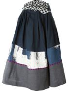 Daniela Gregis Panelled A-line Skirt, Women's, Blue, Linen/flax