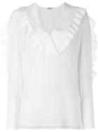 Fendi Ruffle Detail Blouse, Women's, Size: 40, White, Silk