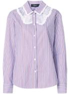 Rochas Lace Bib Striped Shirt - Blue