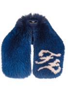 Fendi Ff Karligraphy Fur Collar - Blue