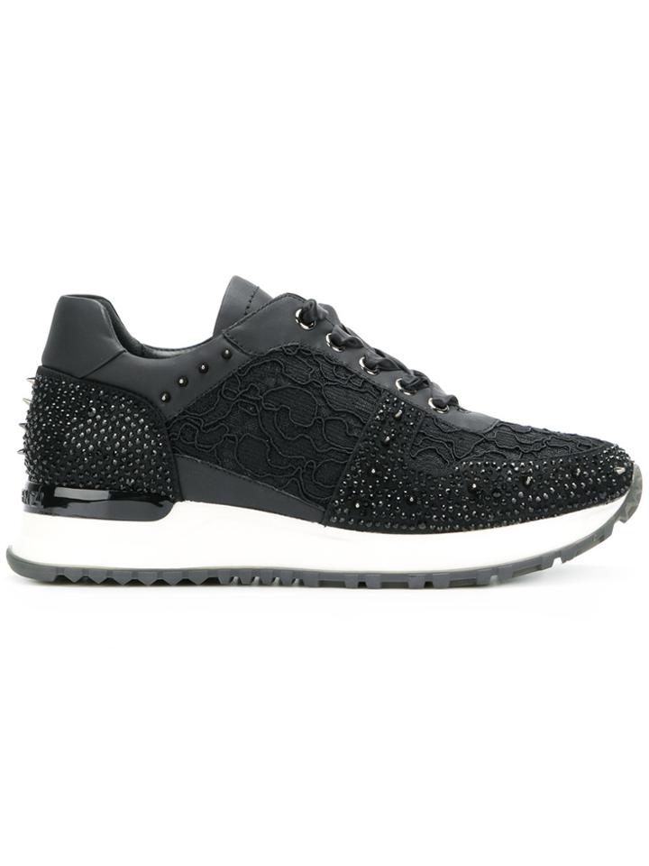 Gianni Renzi Embroidered Low-top Sneakers - Black
