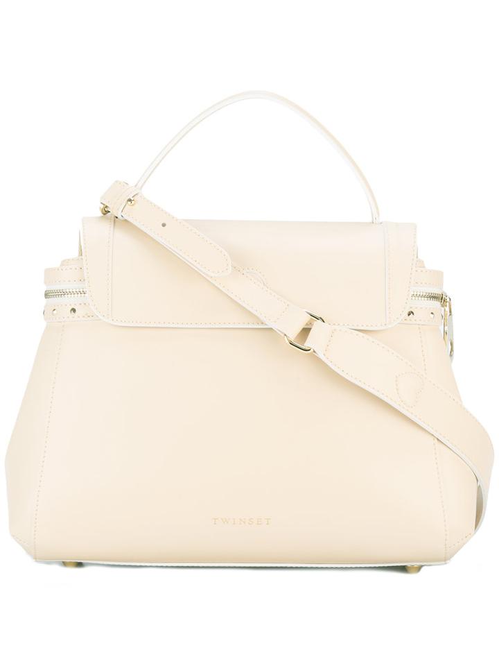 Twin-set - Zip Detail Tote - Women - Leather - One Size, Women's, Nude/neutrals, Leather