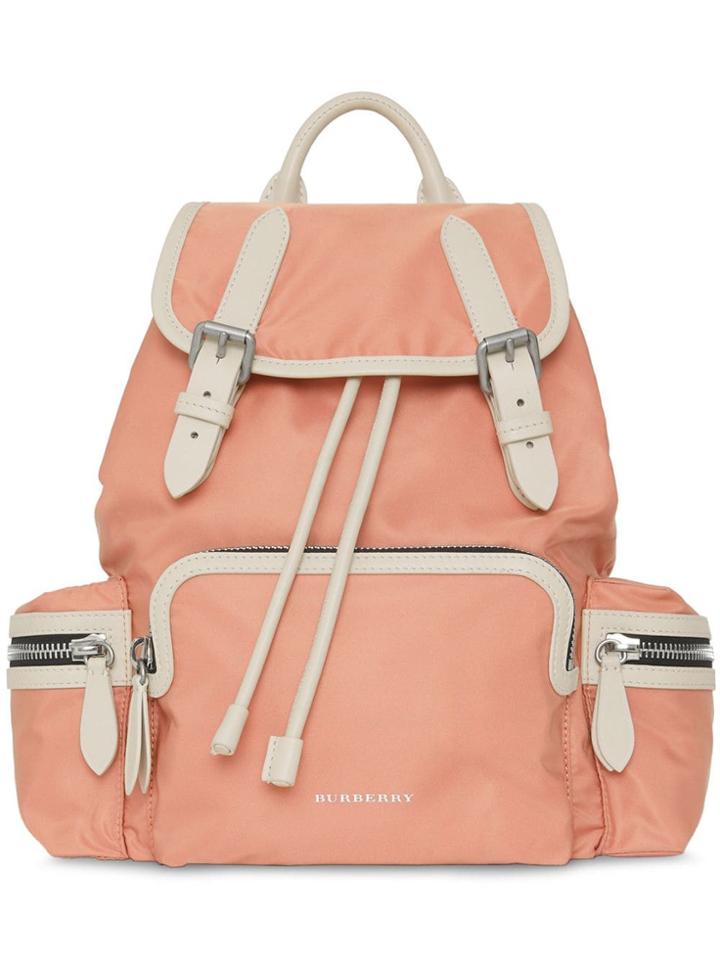 Burberry The Medium Rucksack In Technical Nylon And Leather - Pink