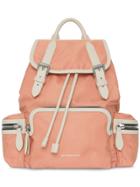 Burberry The Medium Rucksack In Technical Nylon And Leather - Pink
