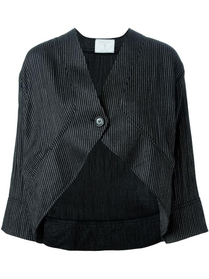 Société Anonyme Pinstripe Cropped Jacket, Women's, Size: 2, Black, Wool
