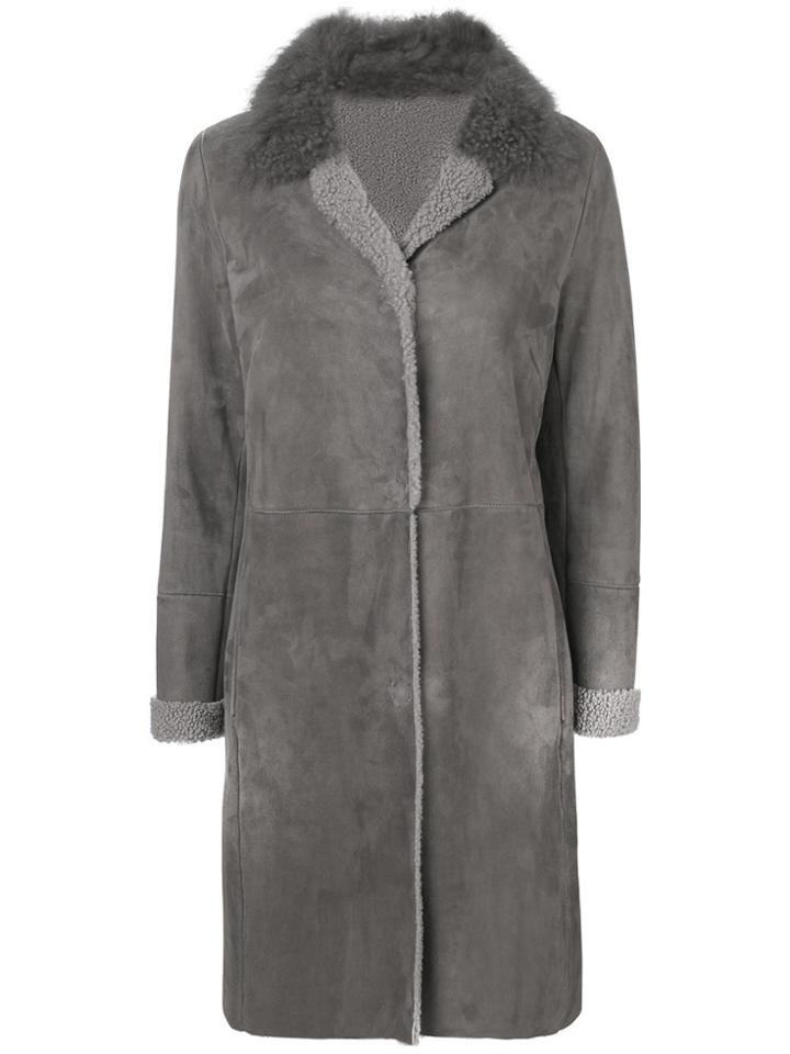 Liska Fur Collar Coat - Grey