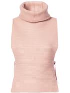 Tome Ribbed Detail Roll Neck Knitted Top - Pink & Purple